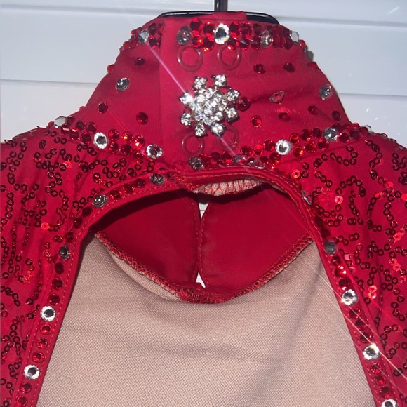 Beautiful Balera red sequin Dancewear medium adult body suit one piece - Picture 5 of 7